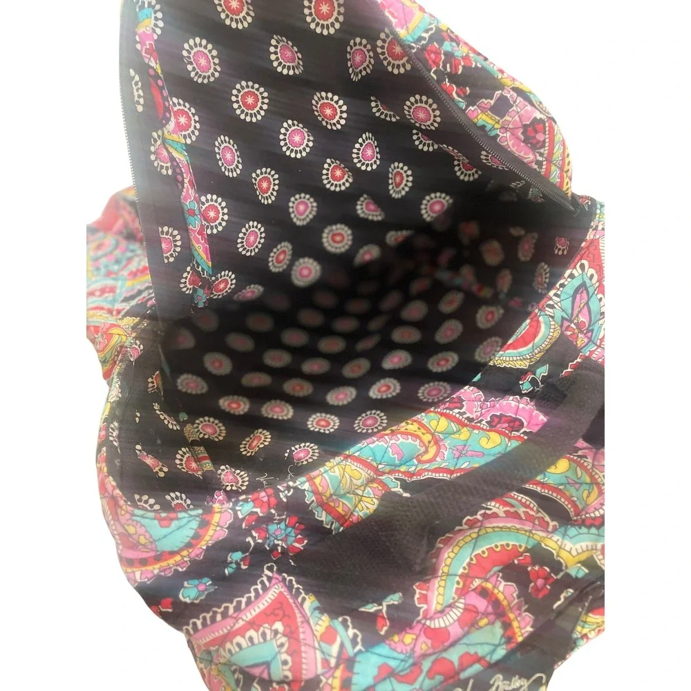 Vera Bradley Campus Backpack Black Multi Color Paisley Quilted Cotton Travel Bag